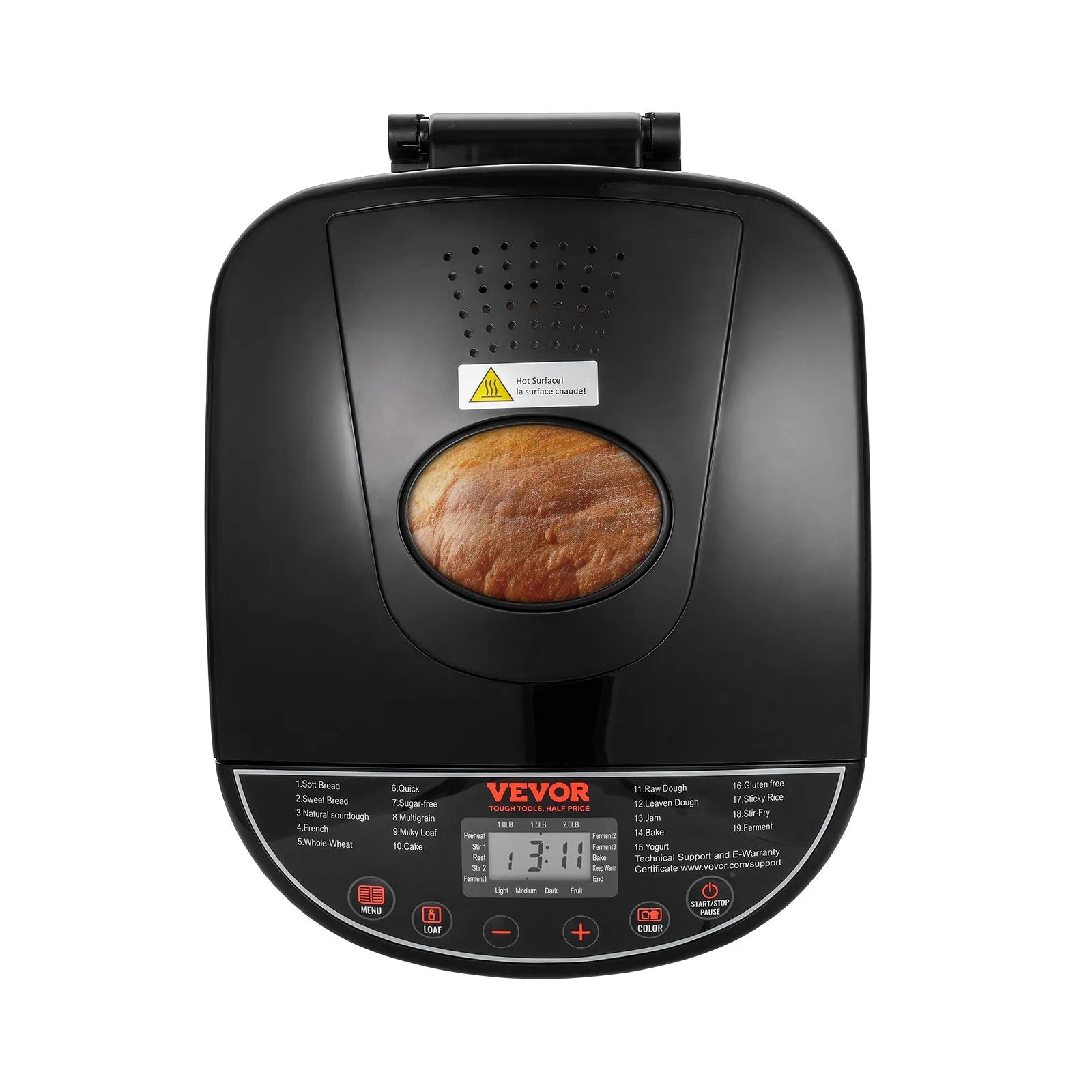 VEVOR 2LB 19-in-1 Bread Maker Automatic Compact Dough Machine Nonstick Inner Pot