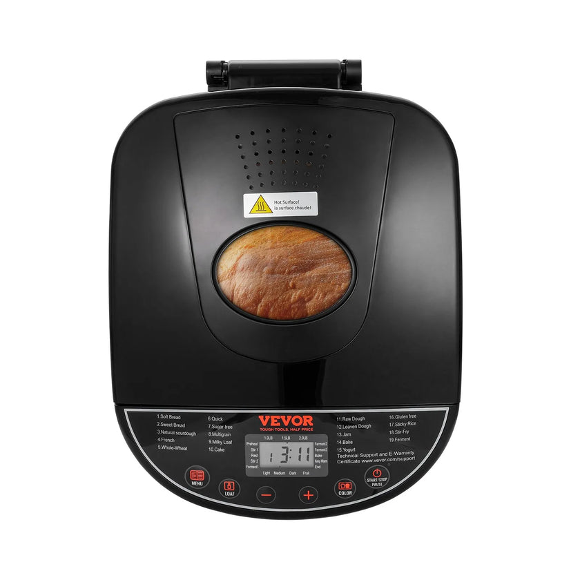 VEVOR 2LB 19-in-1 Bread Maker Automatic Compact Dough Machine Nonstick Inner Pot