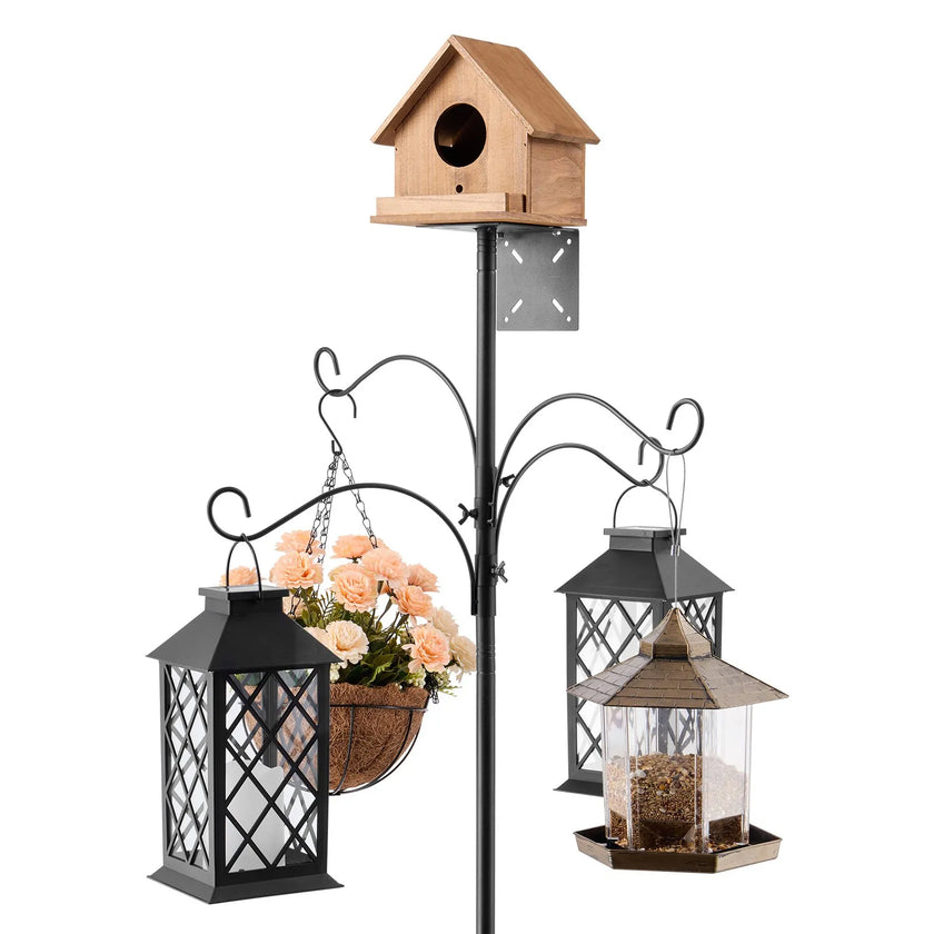 VEVOR 92 Inch Bird Feeding Station 4 Hook Wild Bird Feeder Stand Pole