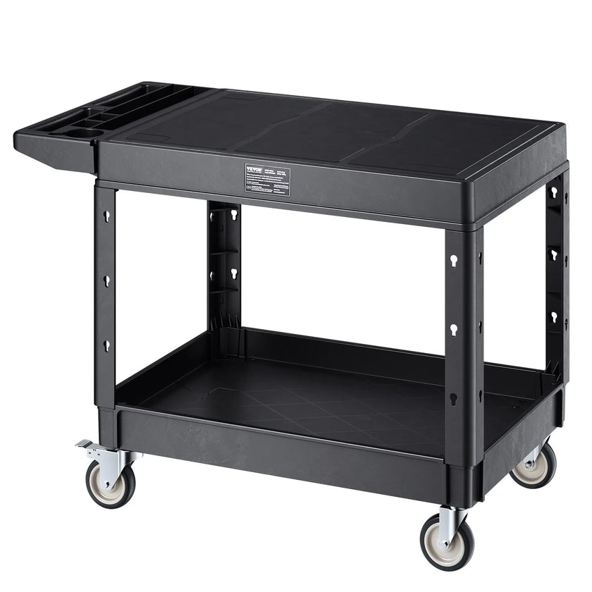 VEVOR 2-shelf Utility Cart 550 lbs 37 x 25.4-inch Service Cart with Wheels