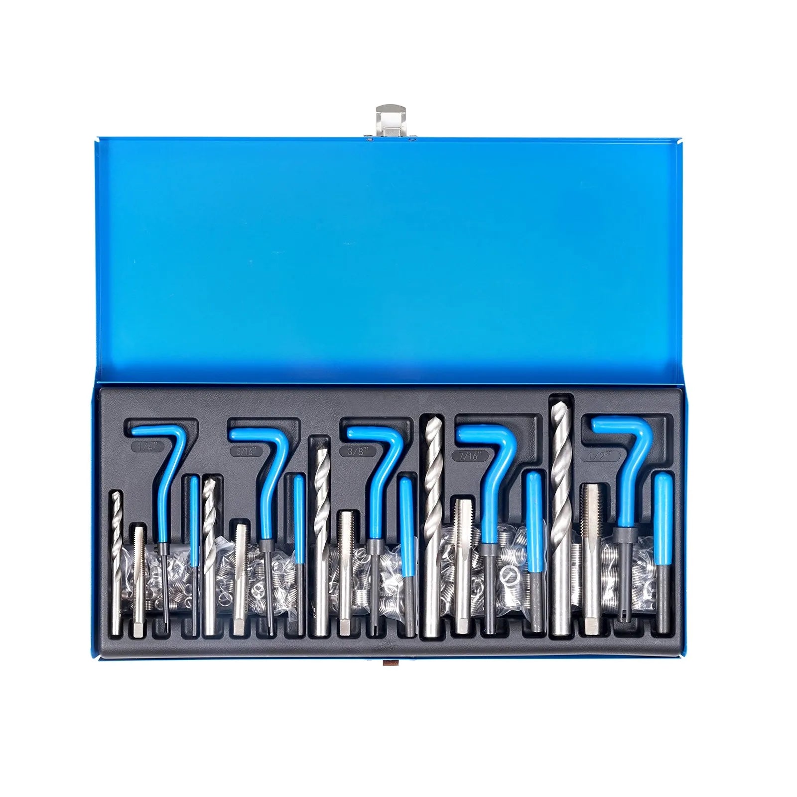 VEVOR 131 PCS Helicoil Thread Repair Kit SAE Tool 1/4 5/16 3/8 7/16 1/2 in UNC