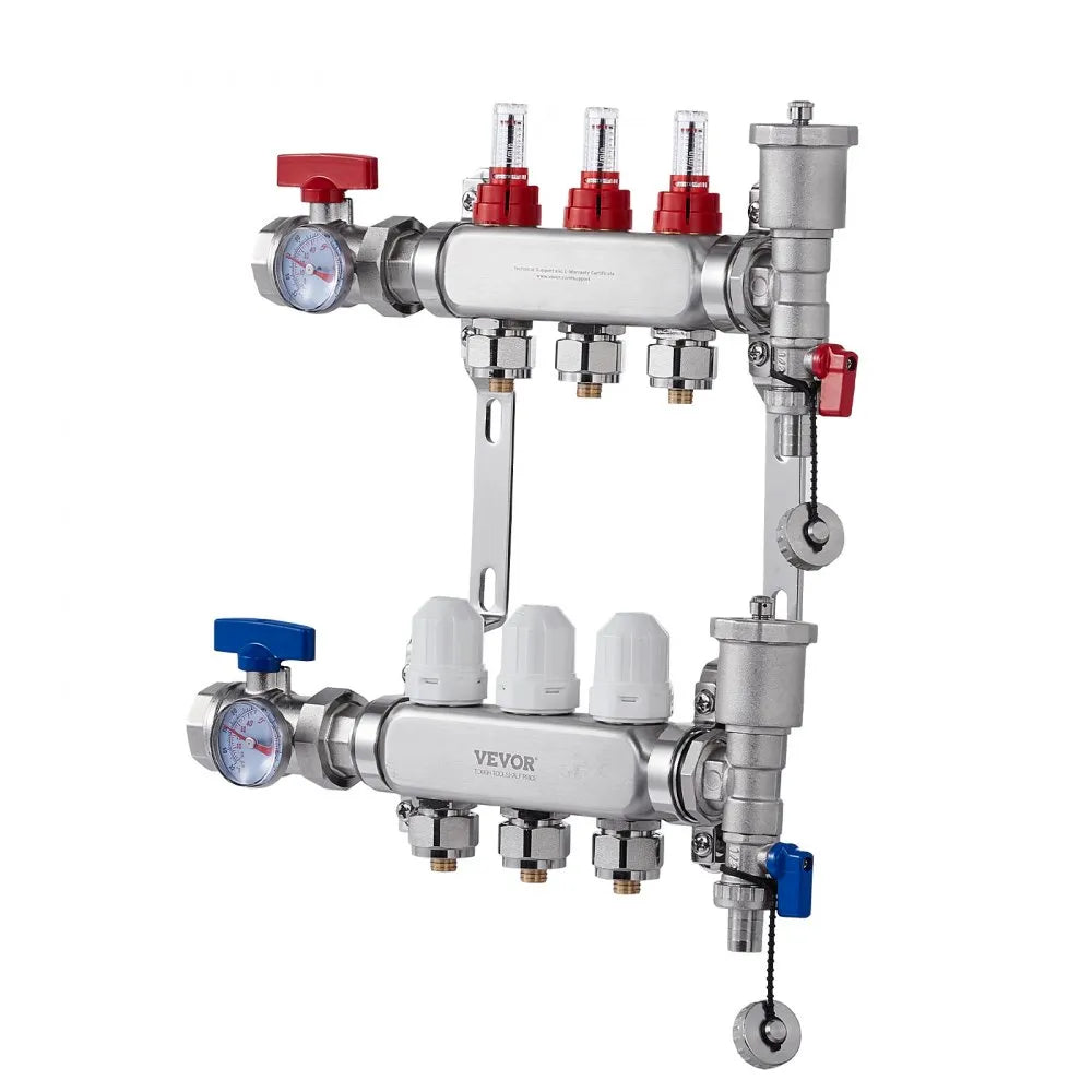 VEVOR 3-Branch Radiant Heat Manifold 1/2