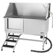 VEVOR 62 Inch Dog Grooming Bath Tub Stainless Steel w Stairs Water Filter Left