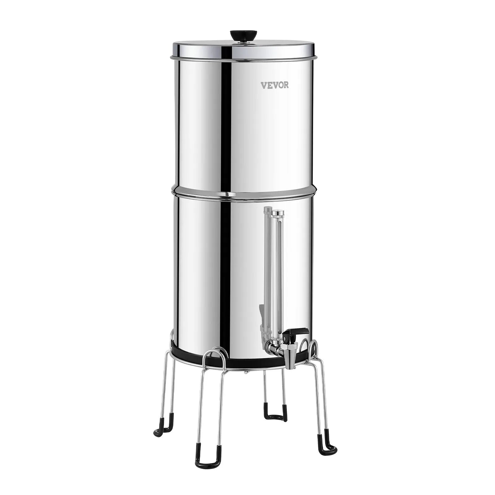 VEVOR 2.25G Gravity-fed Water Filter Countertop System Stainless Steel 4 Filters