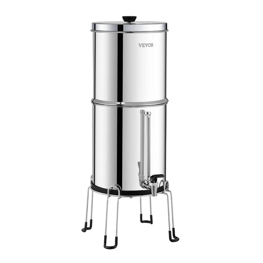 VEVOR 2.25G Gravity-fed Water Filter Countertop System Stainless Steel 4 Filters