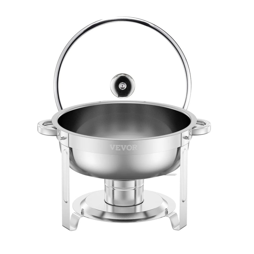VEVOR 5 Qt 2 Pack Round Chafing Dish Buffet Set Full-Size Pan Stainless Steel