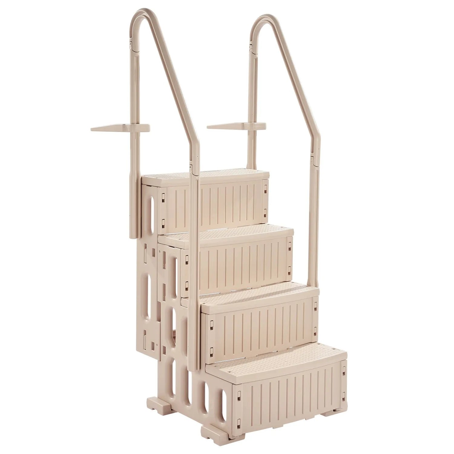 VEVOR 4-Step Taupe Pool Ladder of 2 Handrails Supports 400 lb for 48-54 In Pools