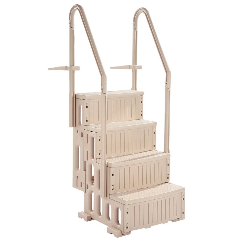 VEVOR 4-Step Taupe Pool Ladder of 2 Handrails Supports 400 lb for 48-54 In Pools
