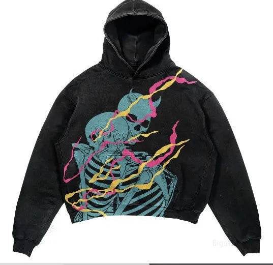 Men's And Women's Fashion Punk Design Fleece Printed Hoodie top