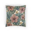 Hibiscus Tropical Floral Woven Pillow | Botanical Throw Cushion