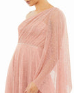 One-Shoulder Bell Sleeve Lace Gown