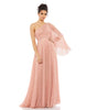 One-Shoulder Bell Sleeve Lace Gown