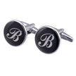 Men's Black Round Enamel Initial Letter Cufflinks – Brass & Crystal Formal Cufflinks A–Y | Canada & USA