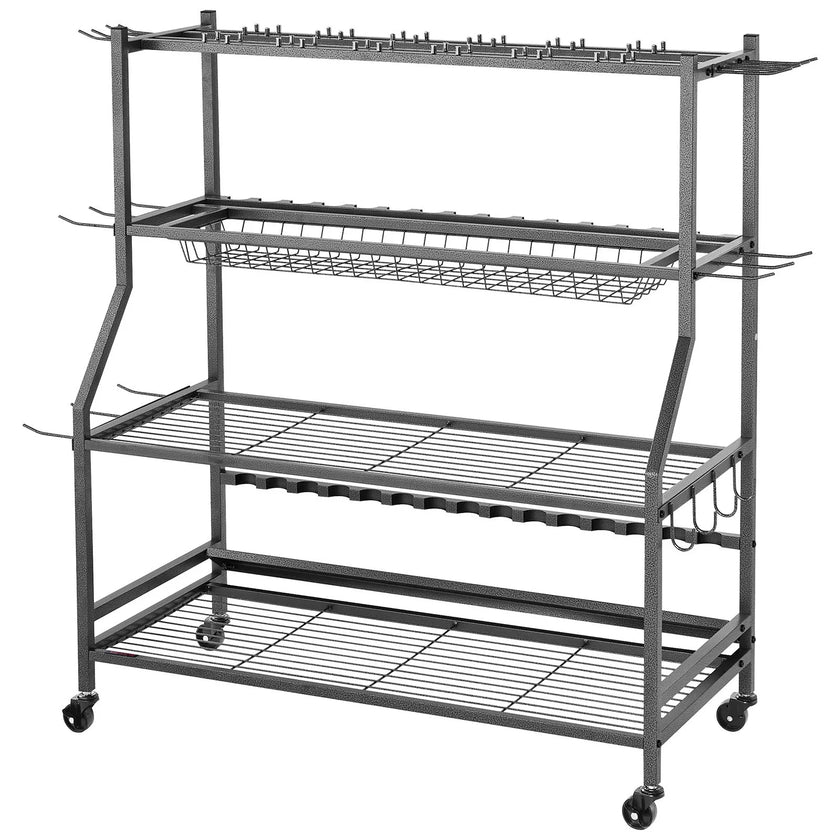 VEVOR 15 Pole Fishing Rod Holder Fishing Rack Cart Organizer for Garage Wheels