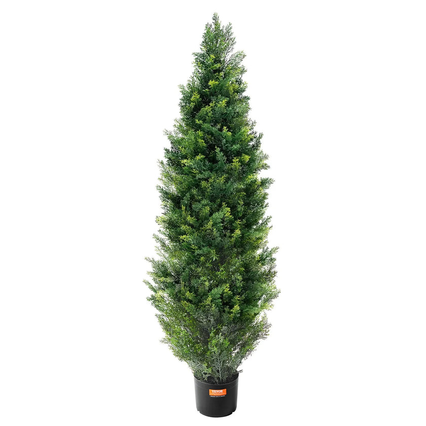 VEVOR 2 Pack 4' Artificial Cedar Topiary Tree Faux Plant UV Decor In/Outdoor