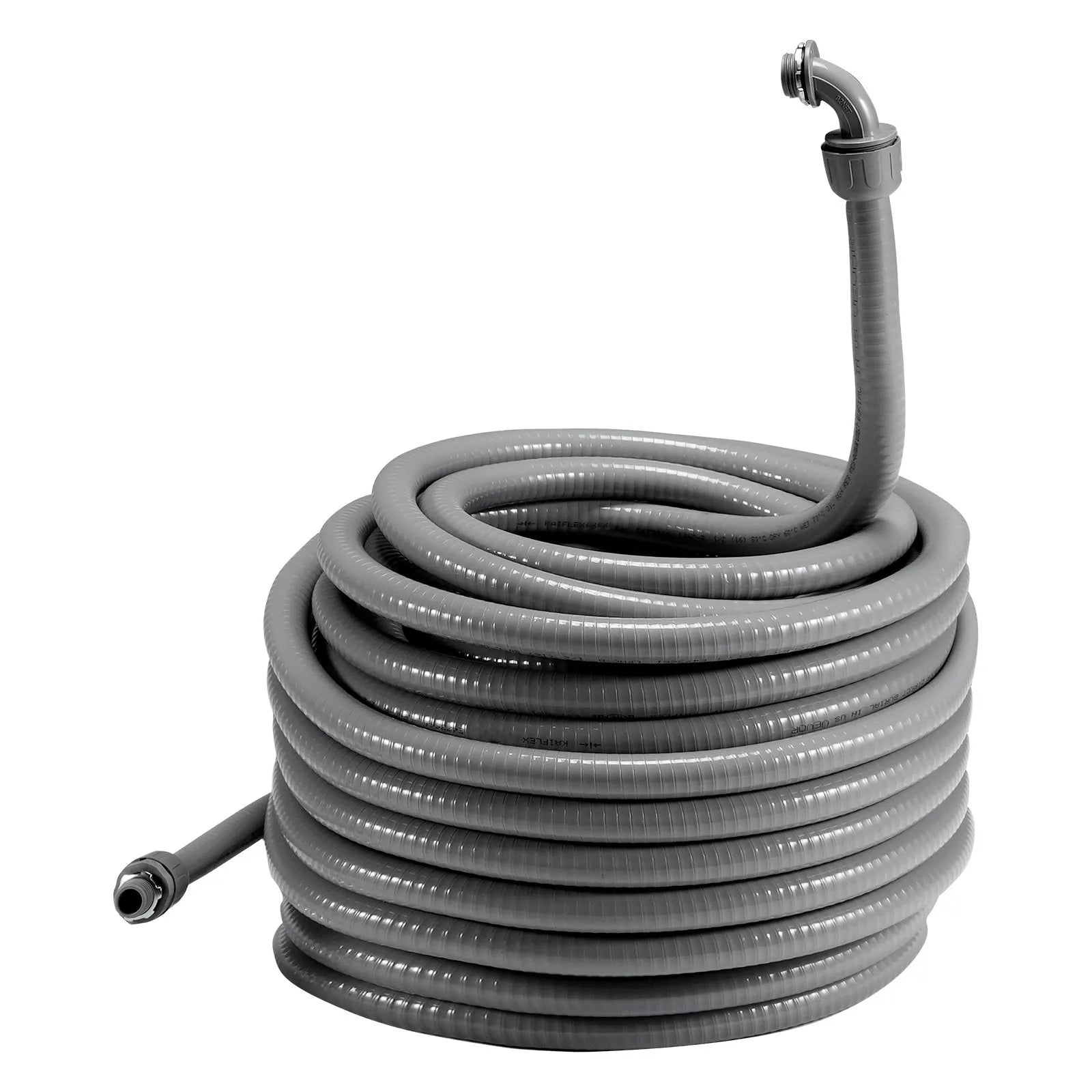VEVOR 1-Inch Flexible Electrical Conduit, 100 ft, PVC Liquid-Tight Conduit Non-Metallic with 5 Straight and 5 90-Degree Conduit Connector Fittings, for Air Conditioning Motor Controller Pump, IP65