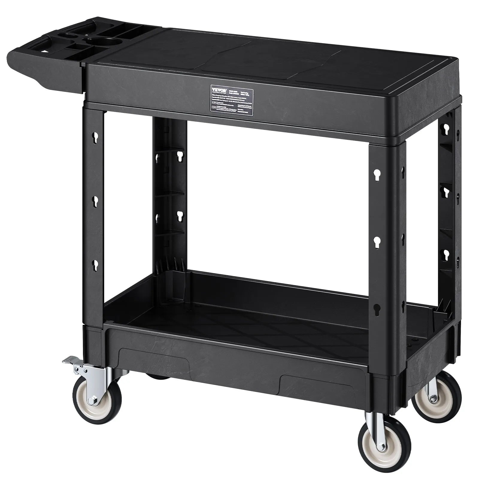 VEVOR 2-shelf Utility Cart 550 lbs 31.3 x 17.7-inch Service Cart with Wheels