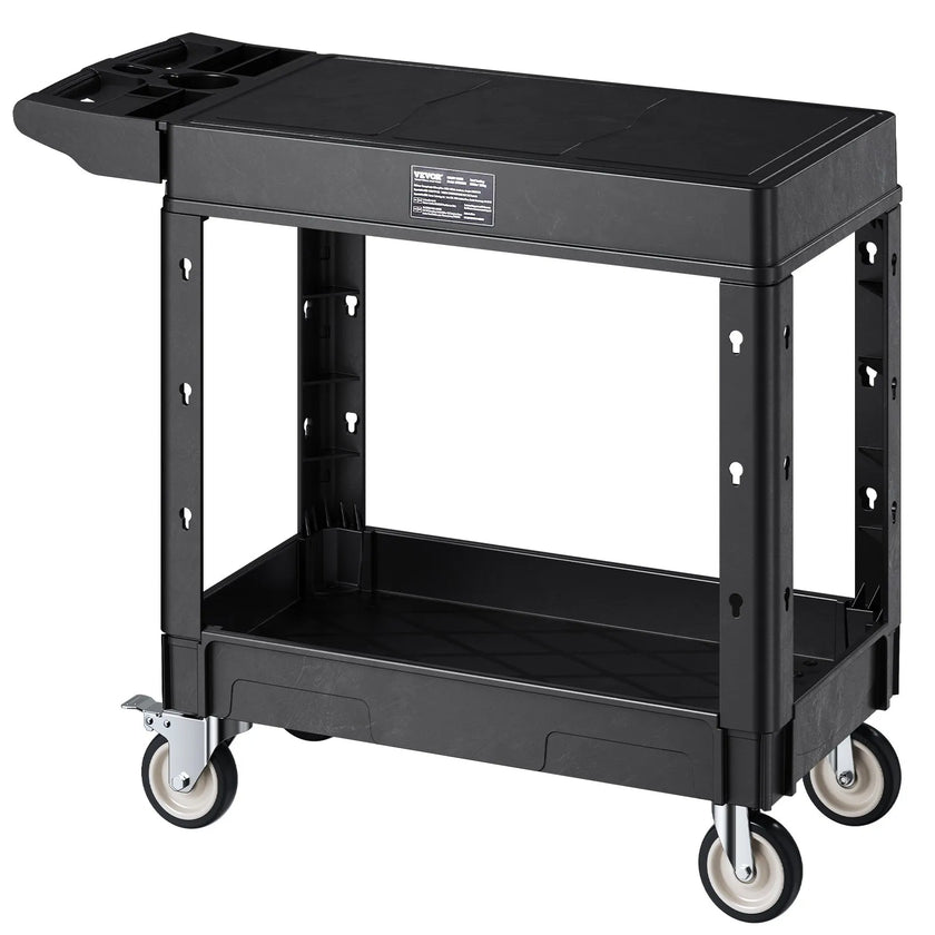 VEVOR 2-shelf Utility Cart 550 lbs 31.3 x 17.7-inch Service Cart with Wheels