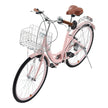 VEVOR 26-Inch Cruiser Bike 7-Speed Pink Beach Cruiser Bike with Basket
