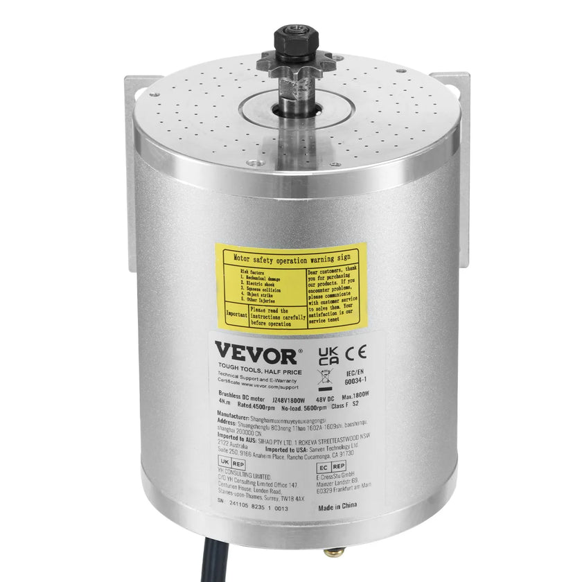 VEVOR 1800W Electric Brushless DC Motor Kit 48V 4500rpm Motor with Controller