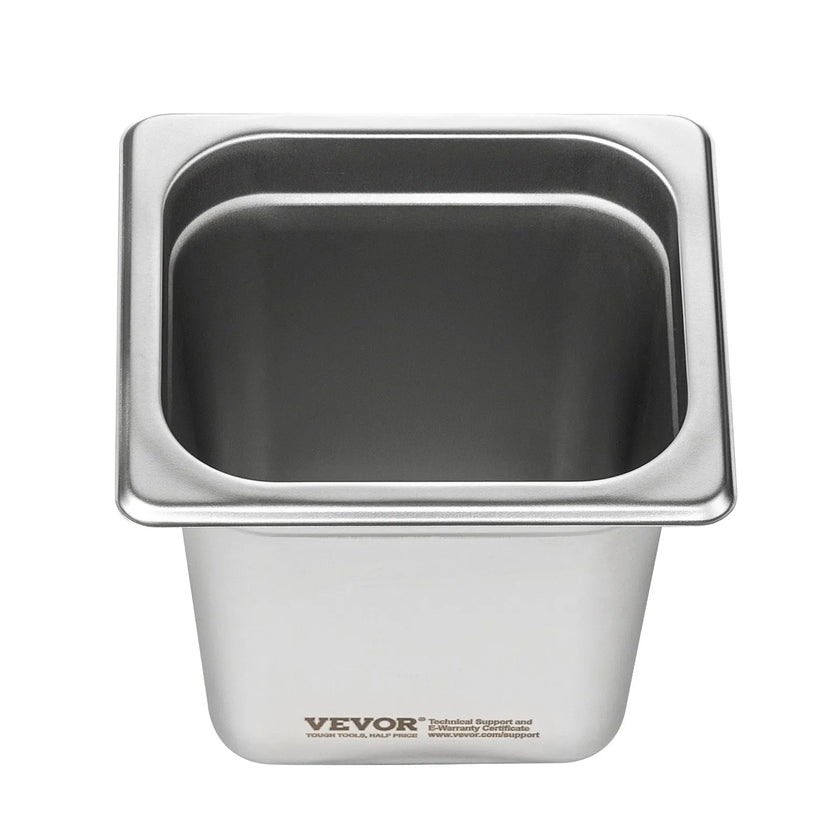 VEVOR 6 Pack Hotel Pans, 1/6  Size Anti-Jam Steam Pan, 0.8mm Thick Stainless Steel Restaurant Steam Table Pan, 6-Inch Deep Commercial Table Pan, Catering Storage Food Pan, for Industrial & Scientific