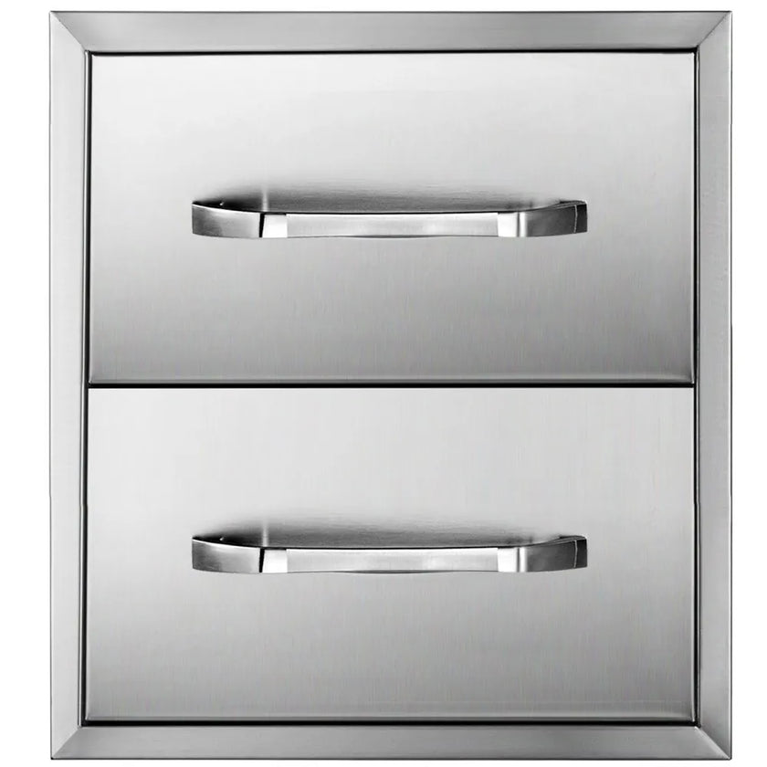 VEVOR Outdoor Kitchen Drawers 18W x 20.6H x 12.7D Inch, Flush Mount Double BBQ Drawers Stainless Steel with Handle, BBQ Island Drawers for Outdoor Kitchens or Patio Grill Station