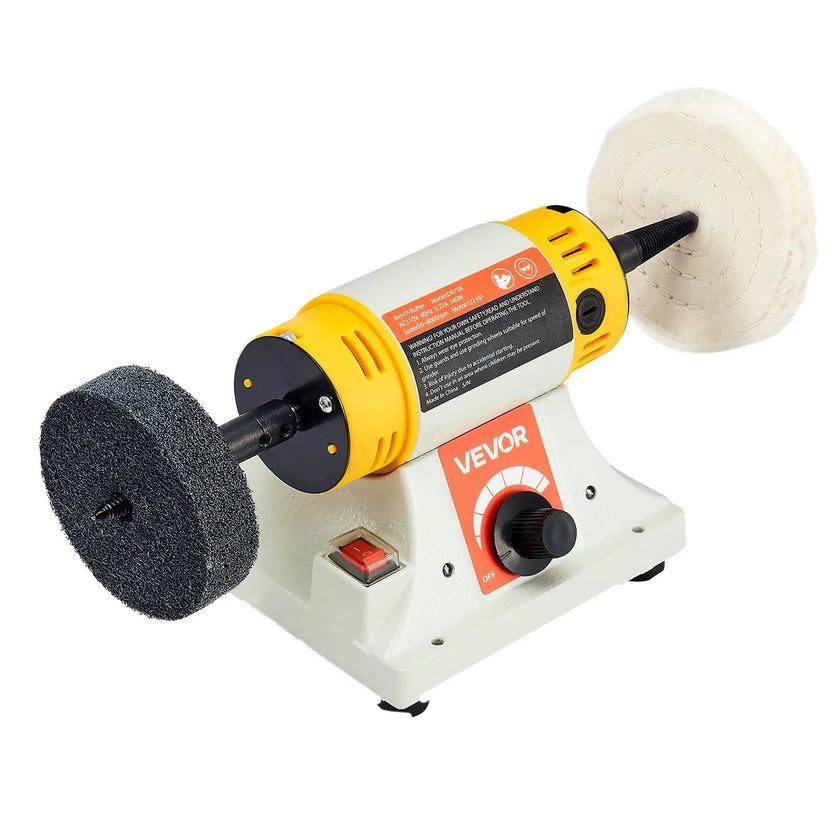 VEVOR 1/2HP Bench Buffer Polisher 0 to 8000RPM with 3-inch & 4-inch Wheels