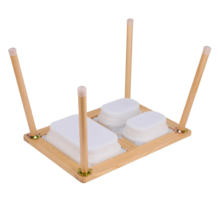 Kids Sensory Table Indoor Wooden Play Sand Water Table with 3 Storage Bins