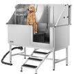 VEVOR 62 Inch Dog Grooming Bath Tub Stainless Steel w Stairs Water Filter