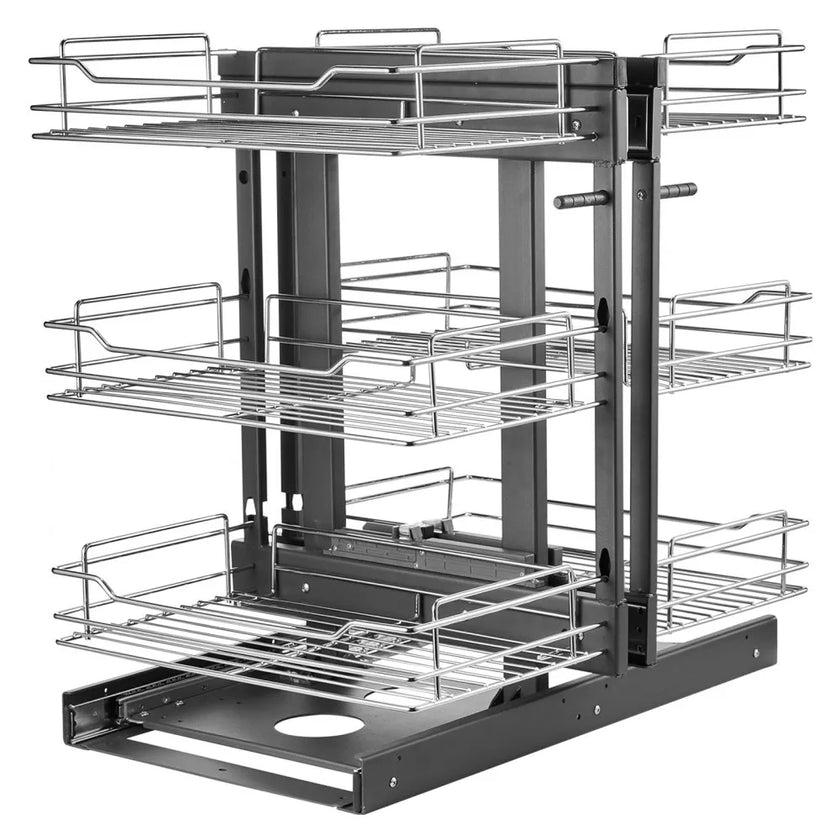 VEVOR 3 Tier Blind Corner Pull Out Organizer Chrome Kitchen Cabinet Basket