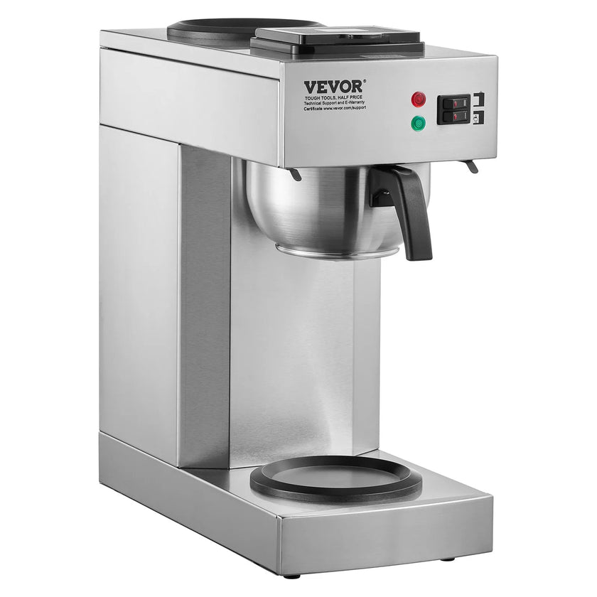 VEVOR 12 Cups Commercial Drip Coffee Maker with 2 Glass Carafes and 2 Warmers
