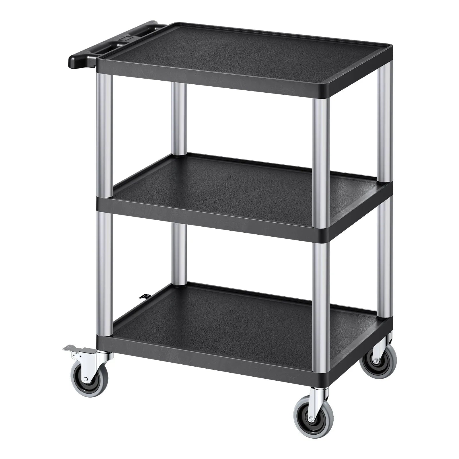VEVOR 3-shelf Utility Cart 300 lbs 27.6 x 18.1-inch Service Cart with Wheels