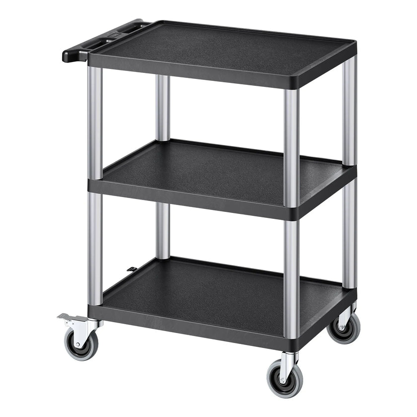 VEVOR 3-shelf Utility Cart 300 lbs 27.6 x 18.1-inch Service Cart with Wheels
