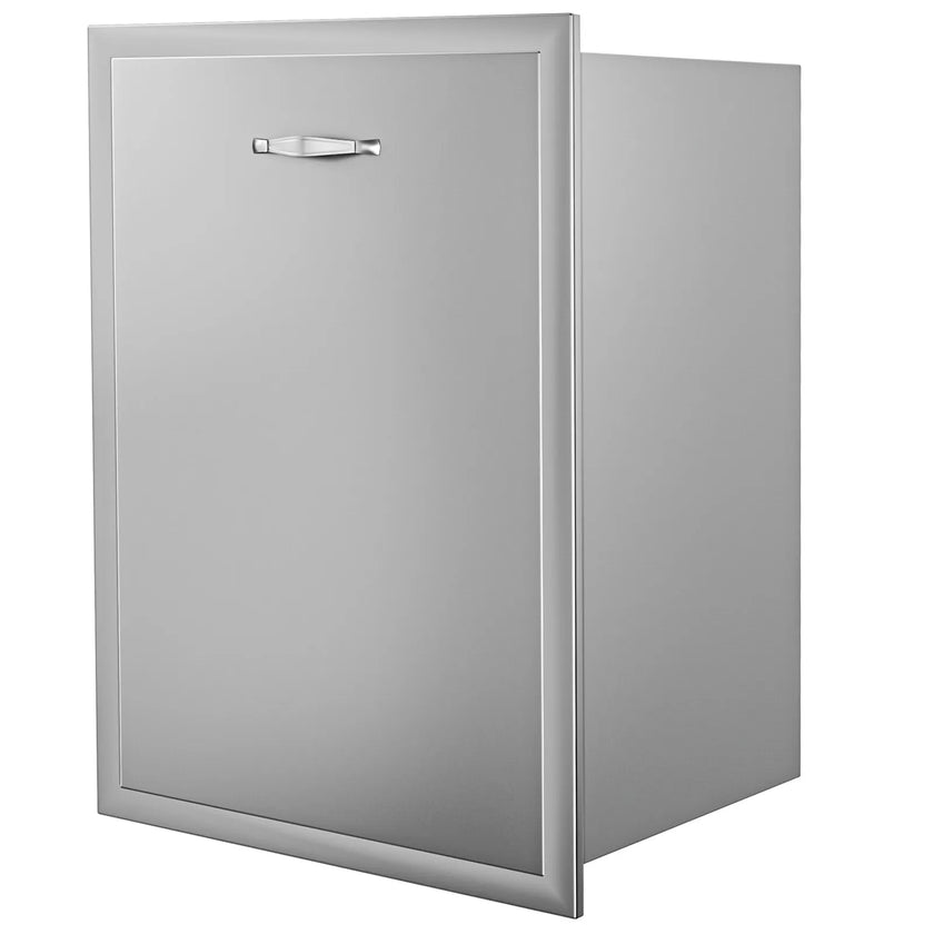 VEVOR Outdoor Kitchen Trash Drawer 19.7W x 26.5H Inch with Trash Bag Ring 11.8 Inch Diameter Ring Stainless Steel Outdoor Kitchen Drawers