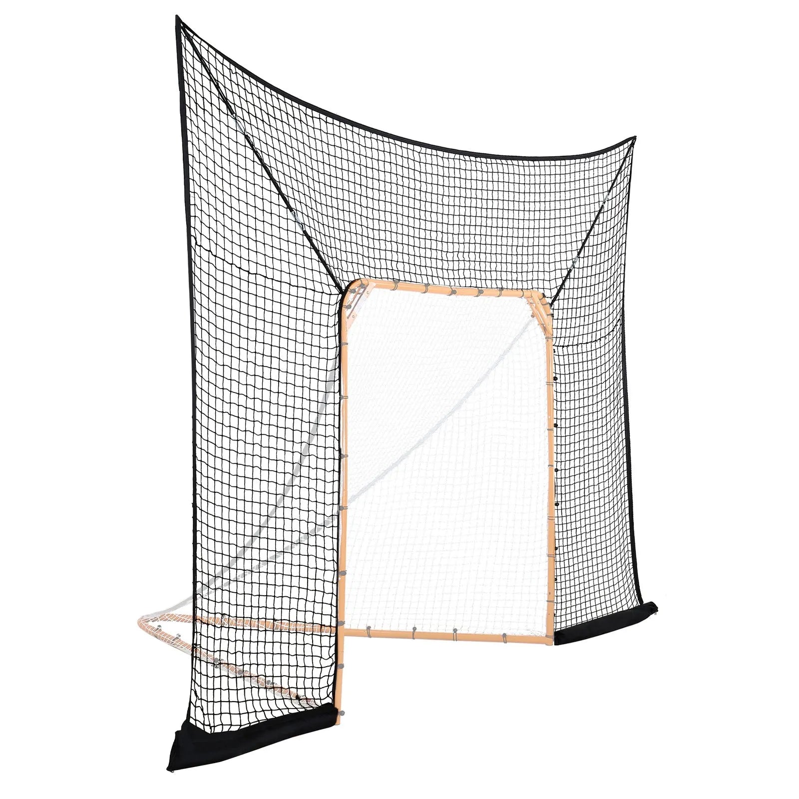VEVOR 12x9 ft Hockey Lacrosse Goal Backstop with Extended Coverage Training Net