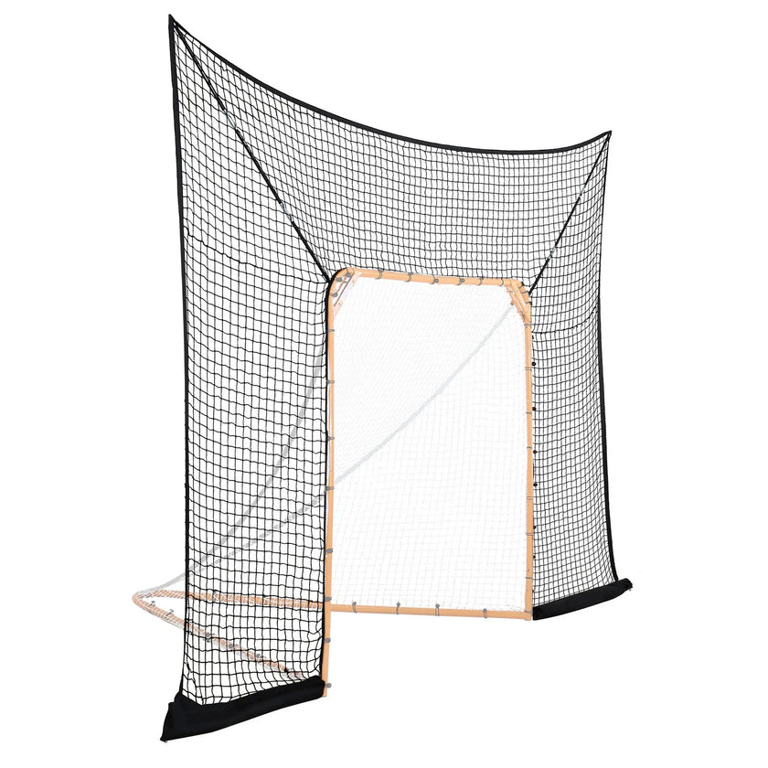 VEVOR 12x9 ft Hockey Lacrosse Goal Backstop with Extended Coverage Training Net