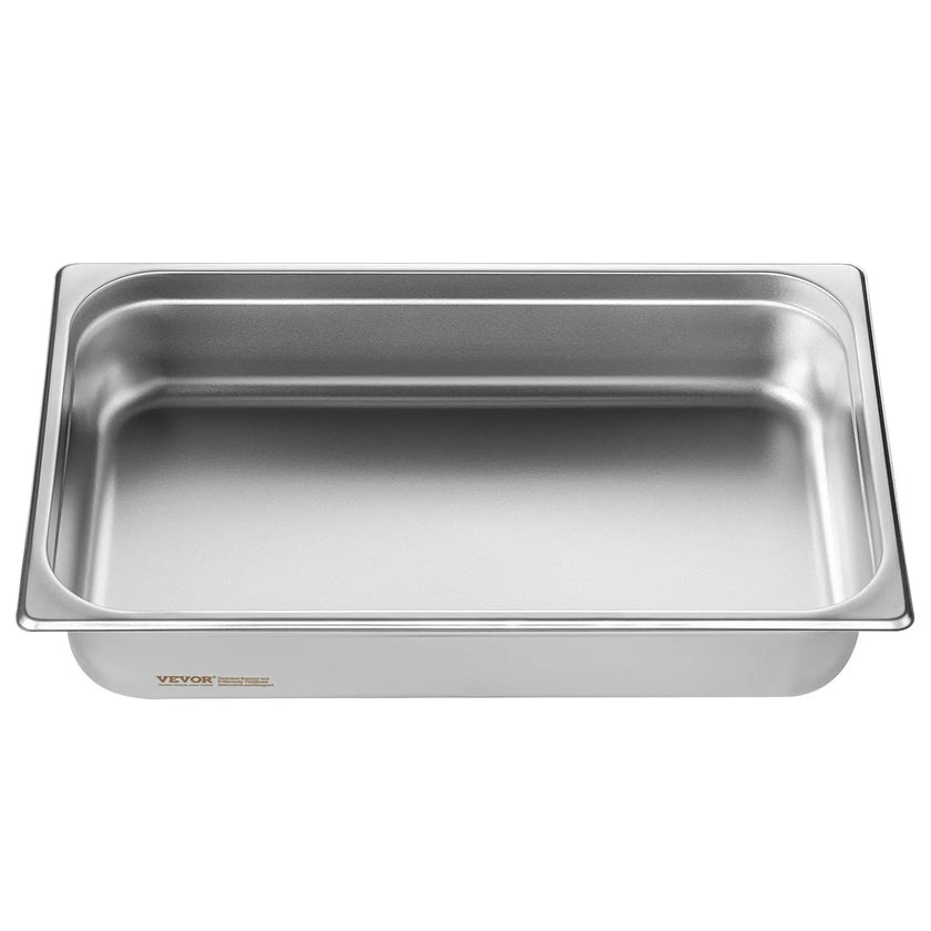 VEVOR 6 Pack Hotel Pans, Full Size Anti-Jam Steam Pan, 0.8mm Thick Stainless Steel Restaurant Steam Table Pan, 4-Inch Deep Commercial Table Pan, Catering Storage Food Pan, for Industrial & Scientific