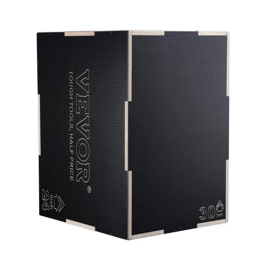 VEVOR 3 in 1 Plyometric Jump Box, 30/24/20 Inch Wooden Plyo Box, Platform & Jumping Agility Box, Anti-Slip Fitness Exercise Step Up Box for Home Gym Training, Conditioning Strength Training, Black