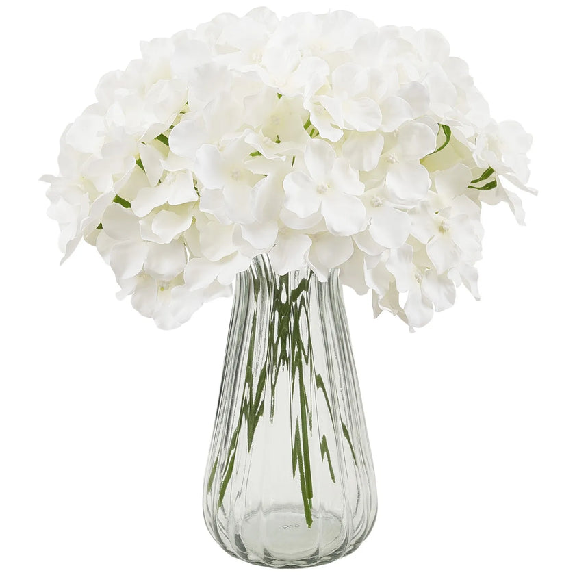 VEVOR 65 Pcs Artificial Silk Hydrangea Flowers 9.8 In Bouquet Arrangement White