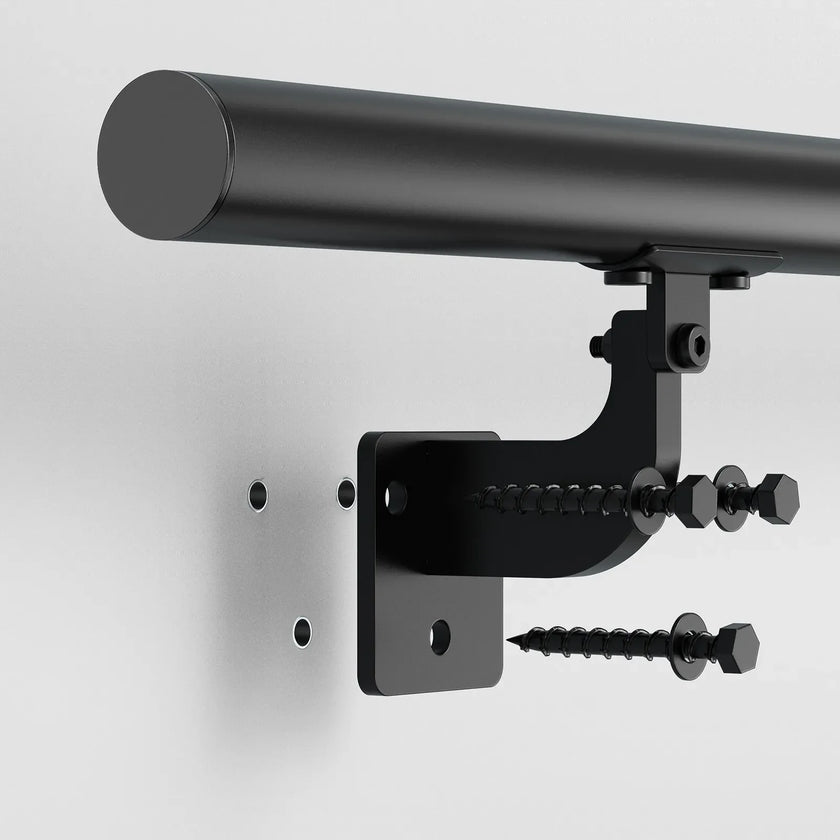 VEVOR 6ft Wall Mounted Stair Handrail Black Aluminum Indoor Outdoor Railing