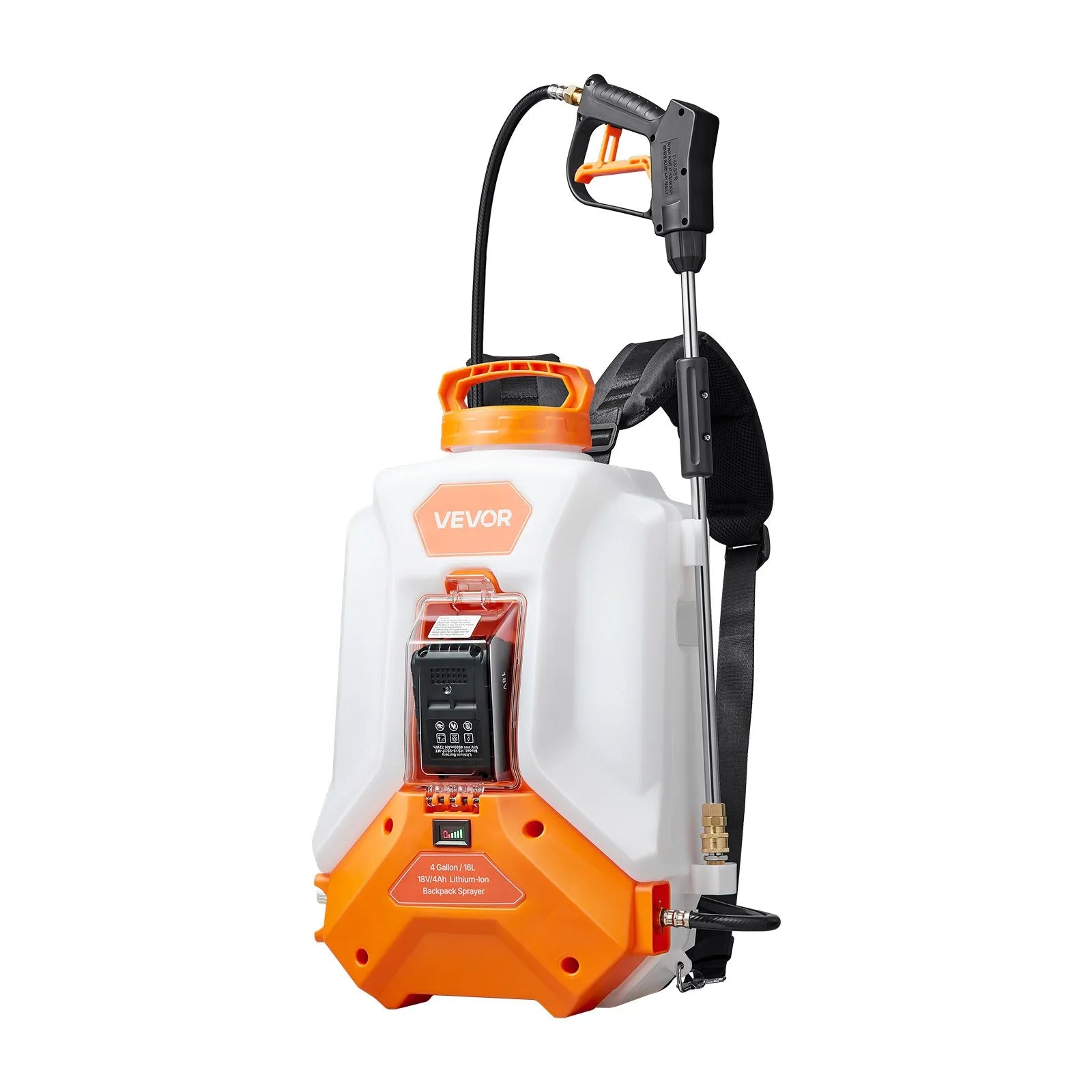 VEVOR 4 Gal Battery Powered Backpack Sprayer 0-90 PSI 4H Runtime for Yard Lawn