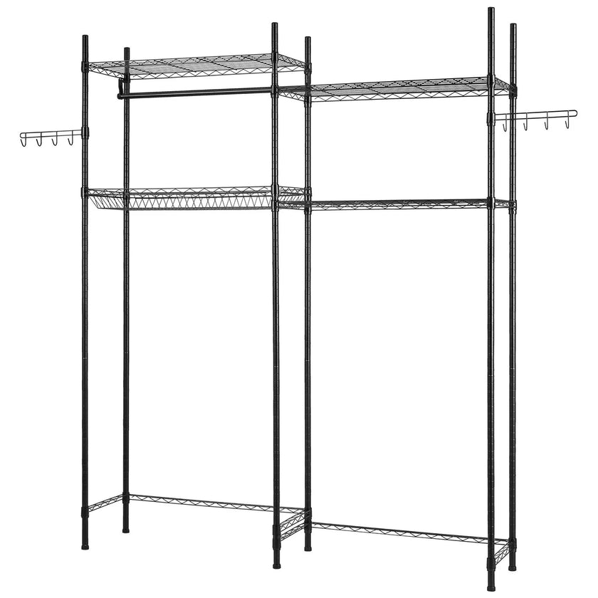 VEVOR Over Washer and Dryer Storage Shelf Two Row 4 Tiers Washer Rack Black