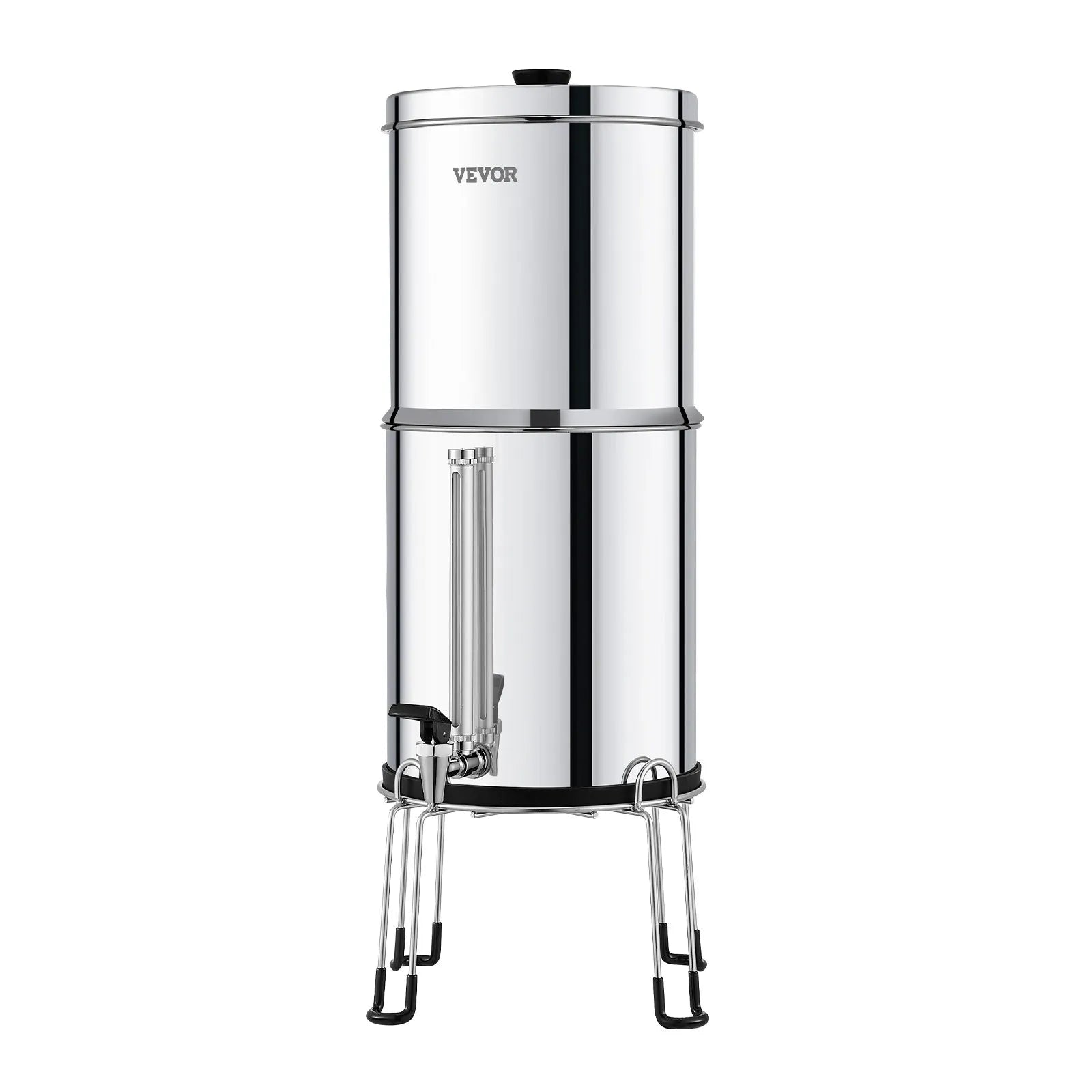 VEVOR 2.25G Gravity-fed Water Filter Countertop System Stainless Steel 4 Filters