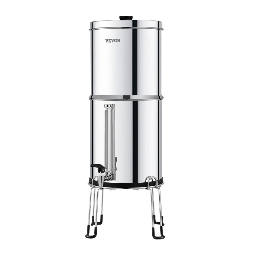 VEVOR 2.25G Gravity-fed Water Filter Countertop System Stainless Steel 4 Filters