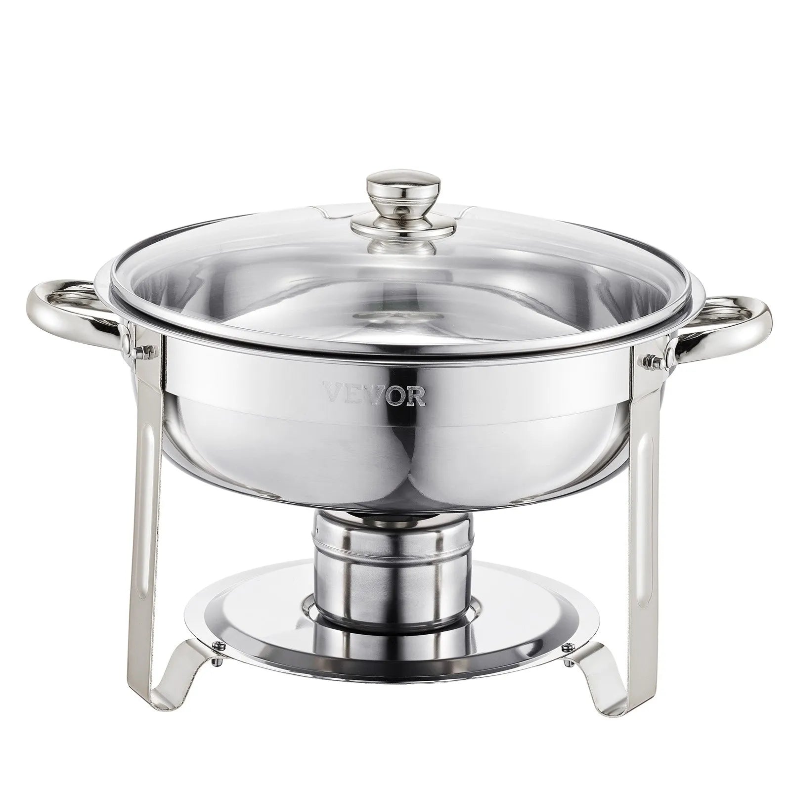 VEVOR 5 Qt 2 Pack Round Chafing Dish Buffet Set Full-Size Pan Stainless Steel