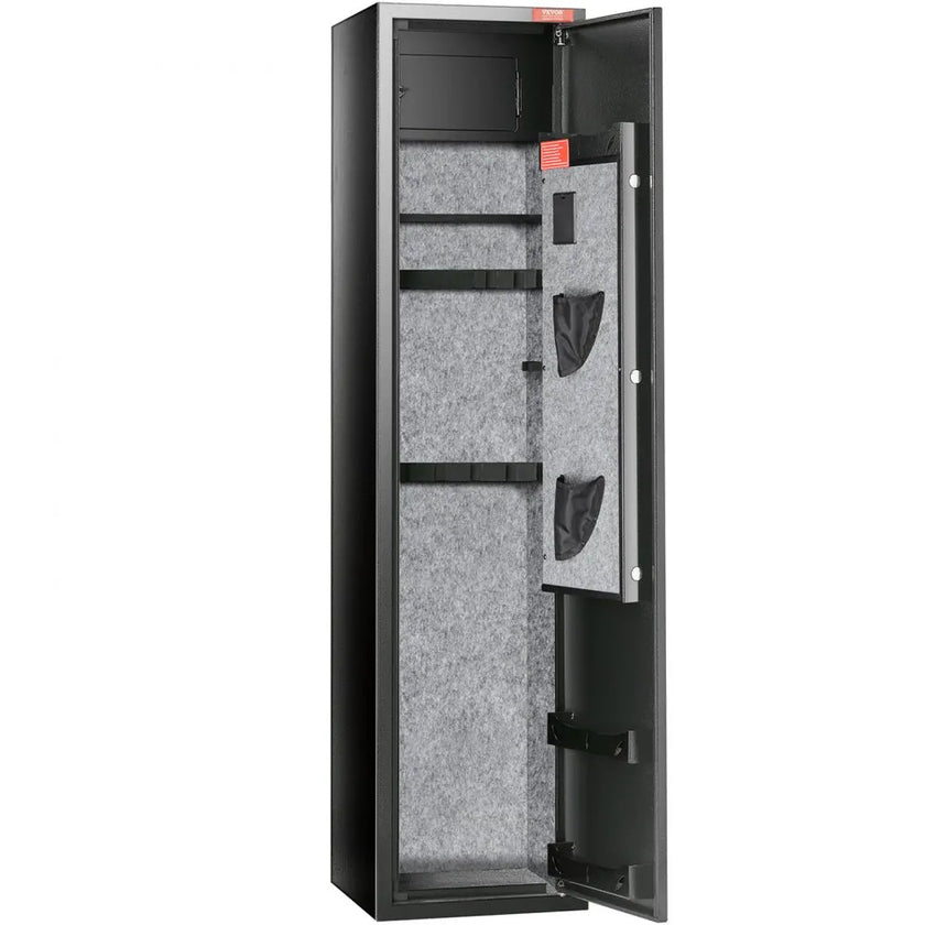 VEVOR 6 Rifles Gun Safe, Rifle Safe with Digital Keypad & Lock, Gun Storage Cabinet for Shotguns with Built-in Storage Locker, Removable Storage Shelf for Home Long Gun and Pistols