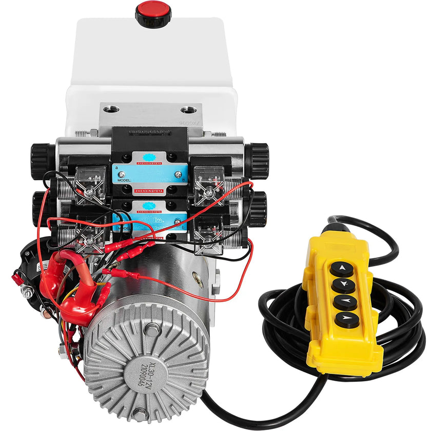 8L 12V DC Double Acting Double Solenoid Hydraulic Power Pack Tank ZZ004235