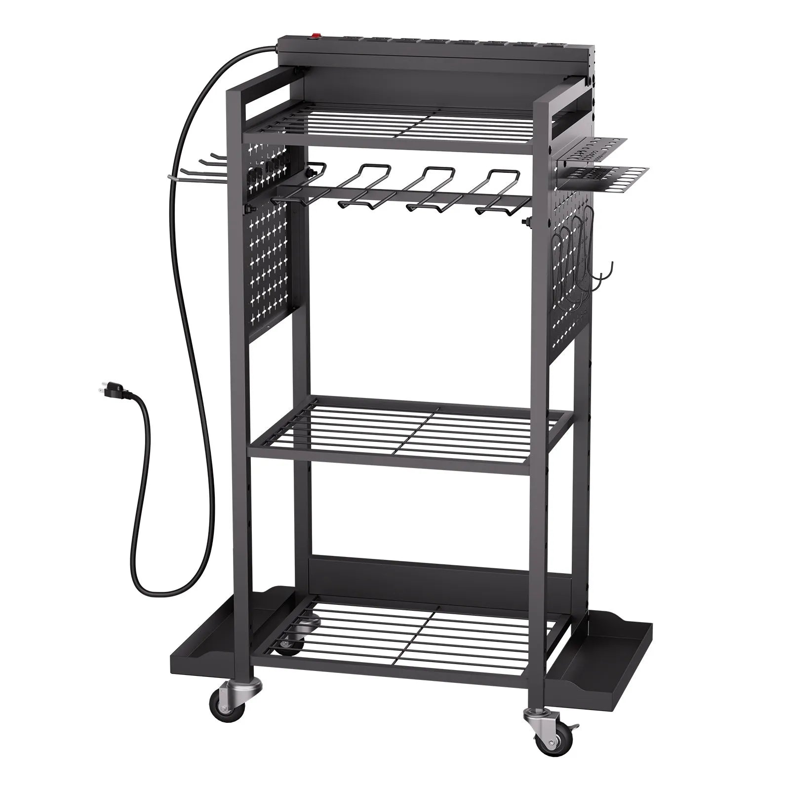 VEVOR 4-tier Tool Organizer Cart with Charging Station Garage Cart on Wheels