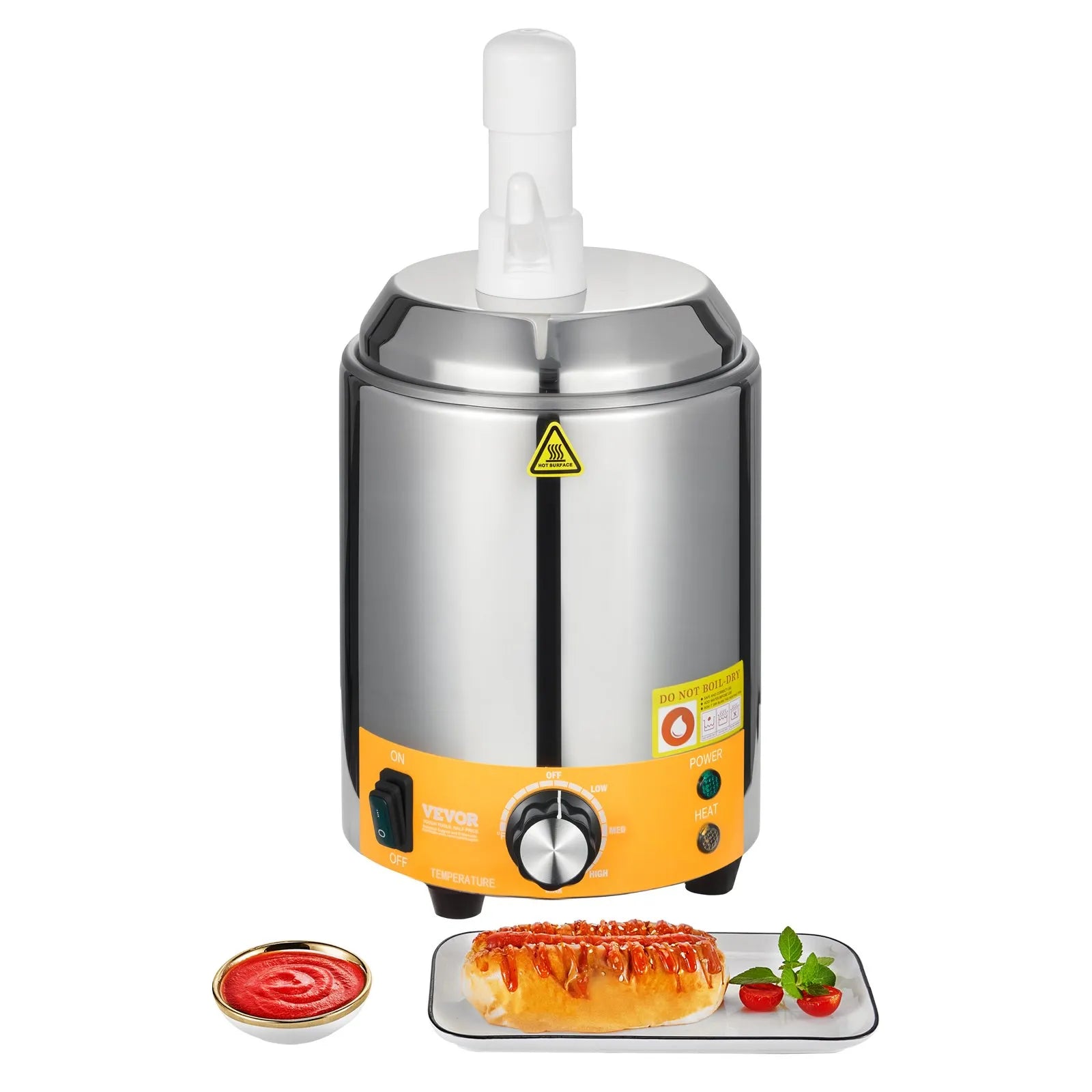 VEVOR 2.4L Electric Cheese Dispenser with Pump Commercial Hot Fudge Warmer