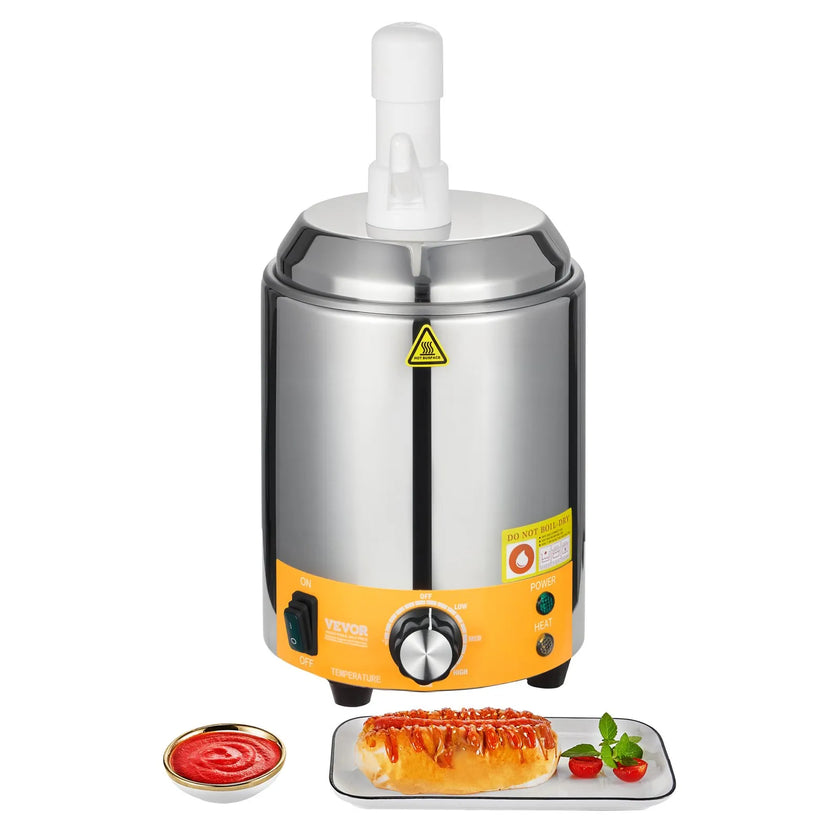 VEVOR 2.4L Electric Cheese Dispenser with Pump Commercial Hot Fudge Warmer